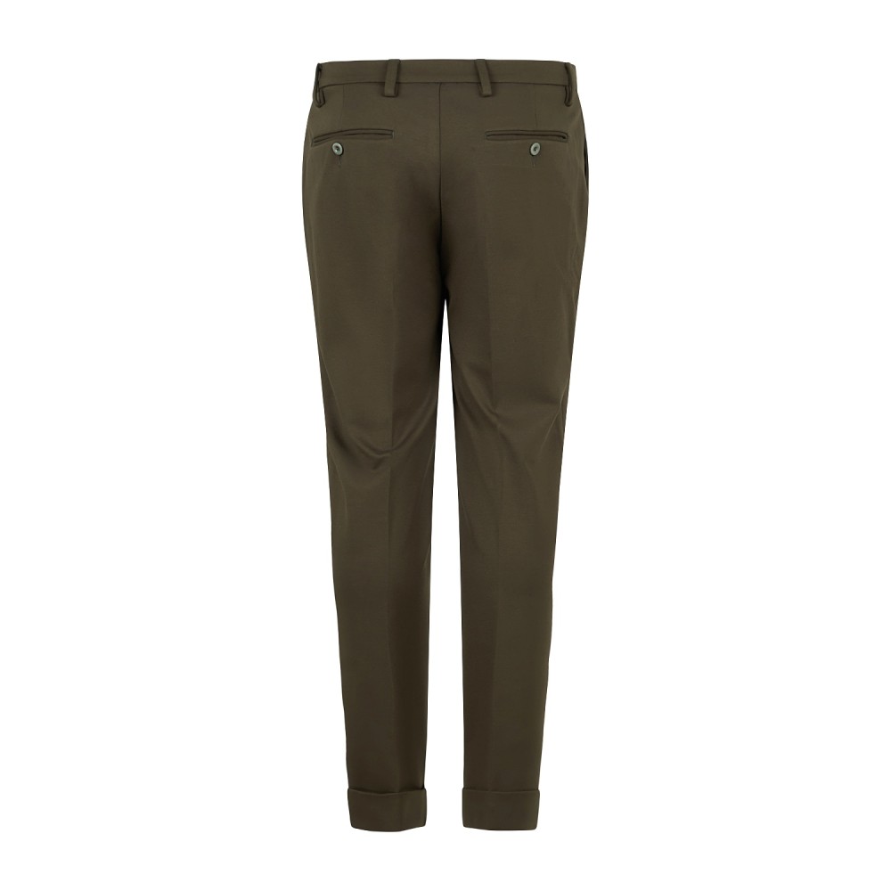 Barbati - Pantalone Gregory verde in jersey con pence e coulisse low crotch fit