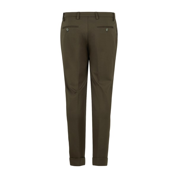 Barbati - Pantalone Gregory verde in jersey con pence e coulisse low crotch fit
