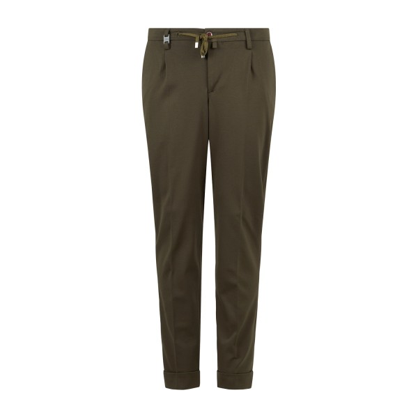 Barbati - Pantalone Gregory verde in jersey con pence e coulisse low crotch fit