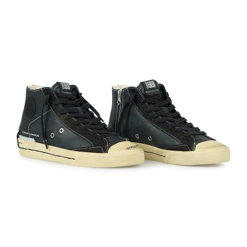 Crime London - Sneakers alta Midnight nera in pelle effetto distressed per uomo 2