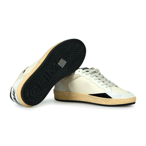 Crime London - Sneakers Chelsea bianca in pelle con dettagli in suede per uomo