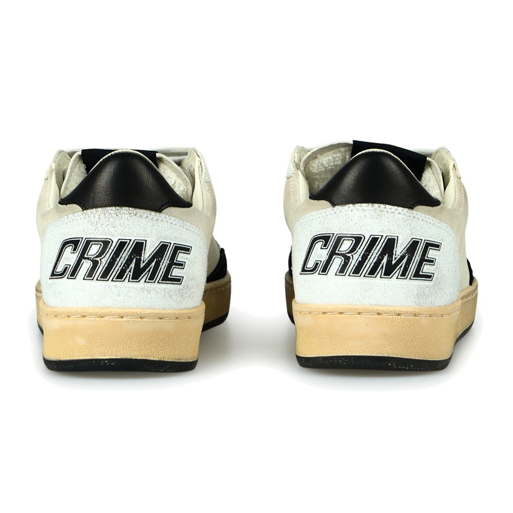 Crime London - Sneakers Chelsea bianca in pelle con dettagli in suede per uomo