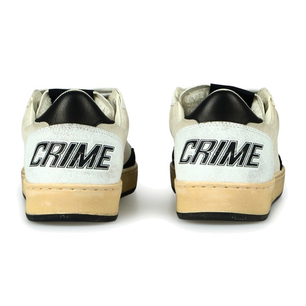 Crime London - Sneakers Chelsea bianca in pelle con dettagli in suede per uomo