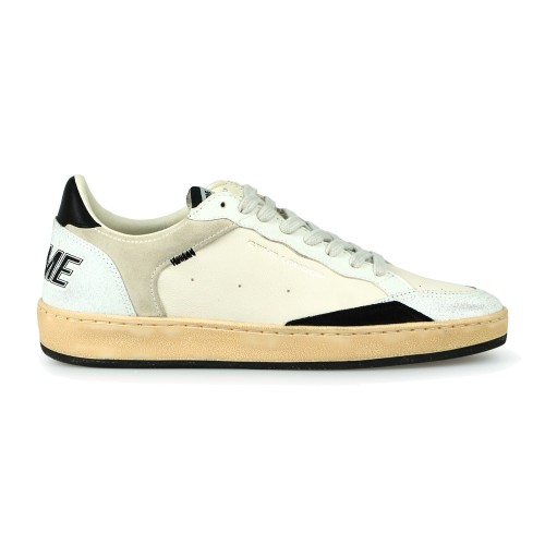 Crime London - Sneakers Chelsea bianca in pelle con dettagli in suede per uomo