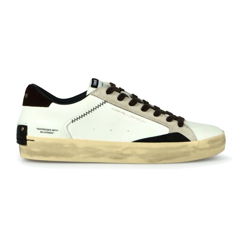 Crime London - Sneakers Distressed bianca in pelle con dettagli in suede per