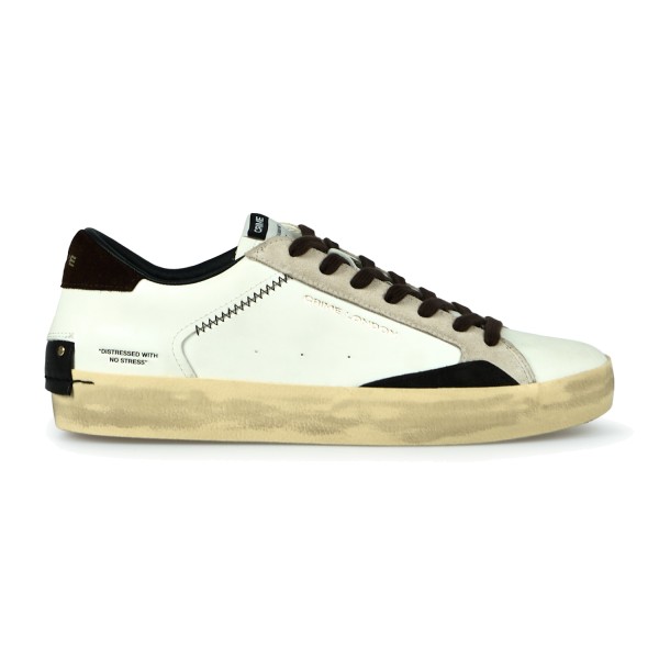 Crime London - Sneakers Distressed bianca in pelle con dettagli in suede per