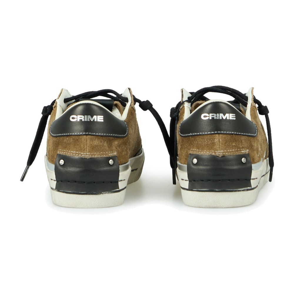 Crime London - Sneakers Midnight marrone in pelle effetto distressed e