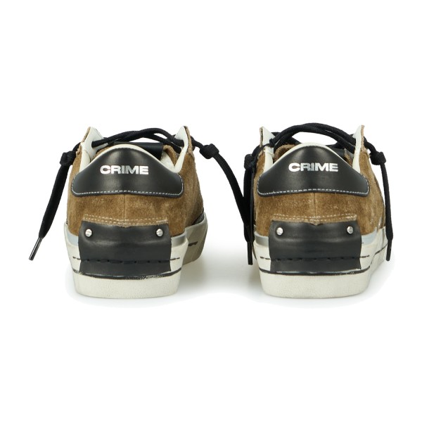 Crime London - Sneakers Midnight marrone in pelle effetto distressed e