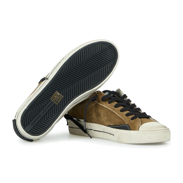 Crime London - Sneakers Midnight marrone in pelle effetto distressed e