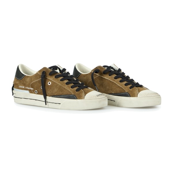 Crime London - Sneakers Midnight marrone in pelle effetto distressed e