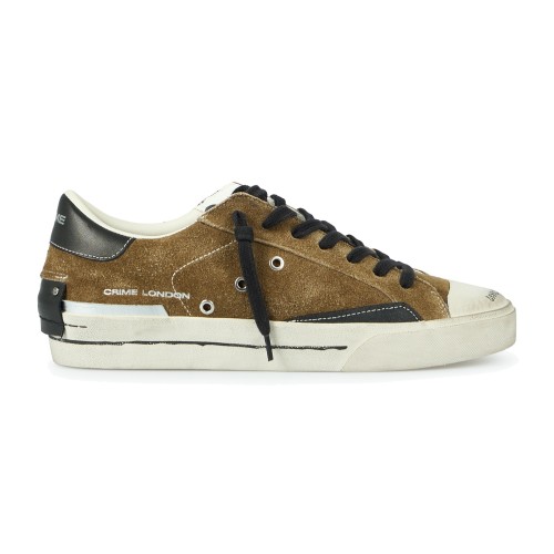 Crime London - Sneakers Midnight marrone in pelle effetto distressed e