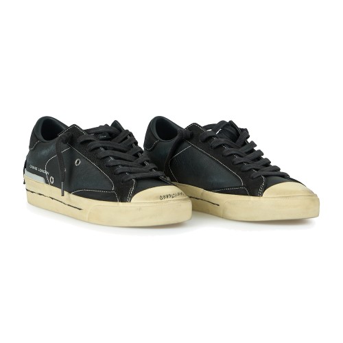 Crime London - Sneakers Midnight nera in pelle effetto distressed e talloncino 2