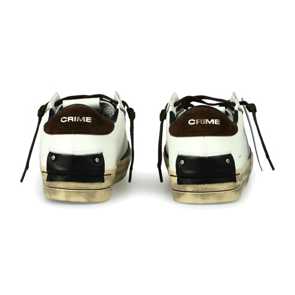 Crime London - Sneakers Skate bianca in pelle con dettagli in suede per uomo |