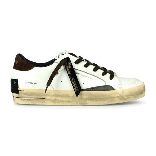 Crime London - Sneakers Skate bianca in pelle con dettagli in suede per uomo |