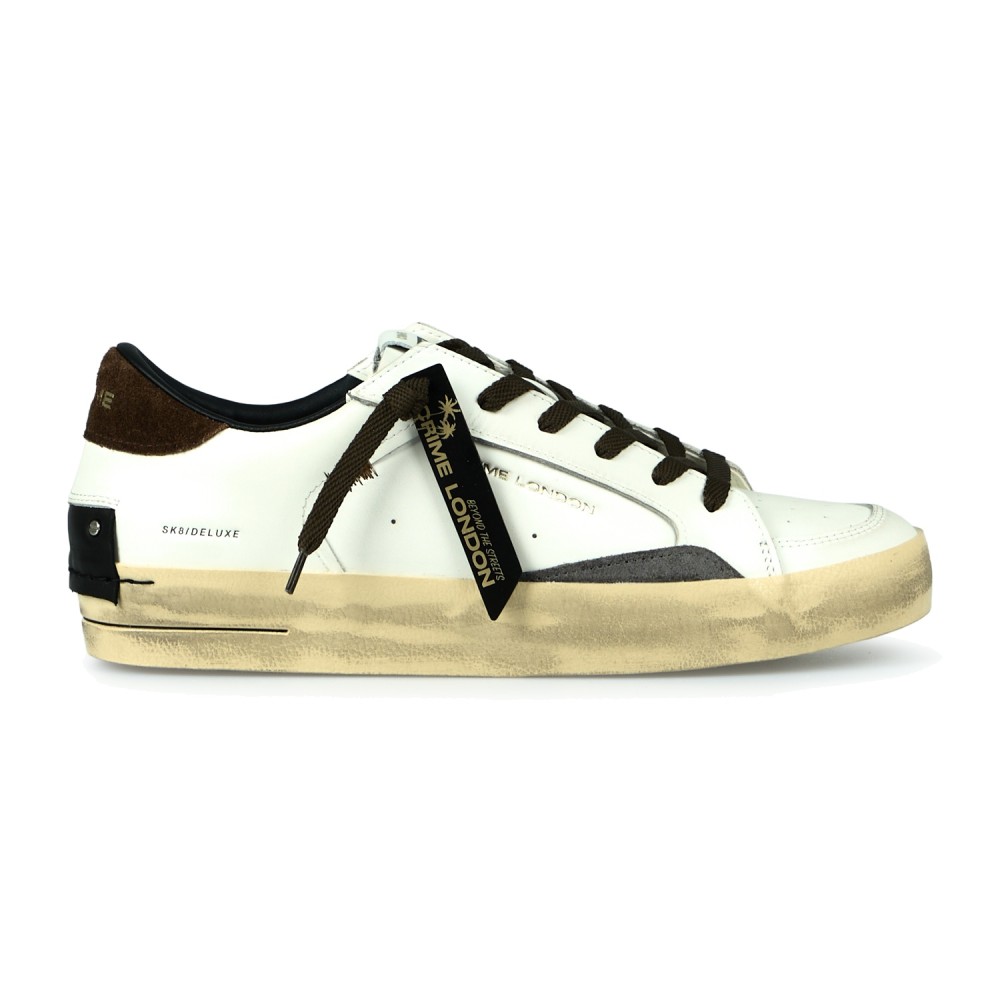 Crime London - Sneakers Skate bianca in pelle con dettagli in suede per uomo |