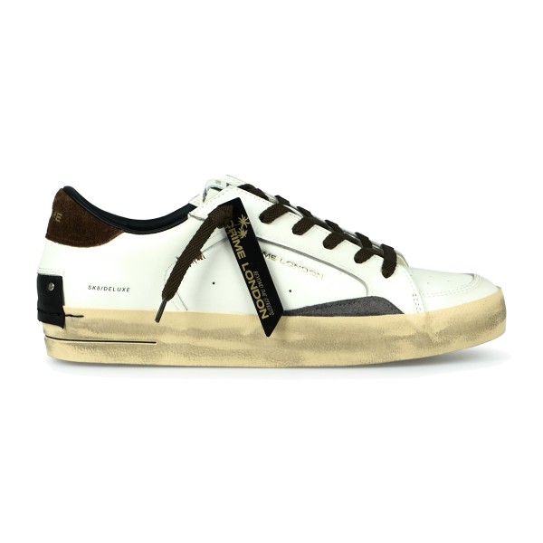 Crime London - Sneakers Skate bianca in pelle con dettagli in suede per uomo |
