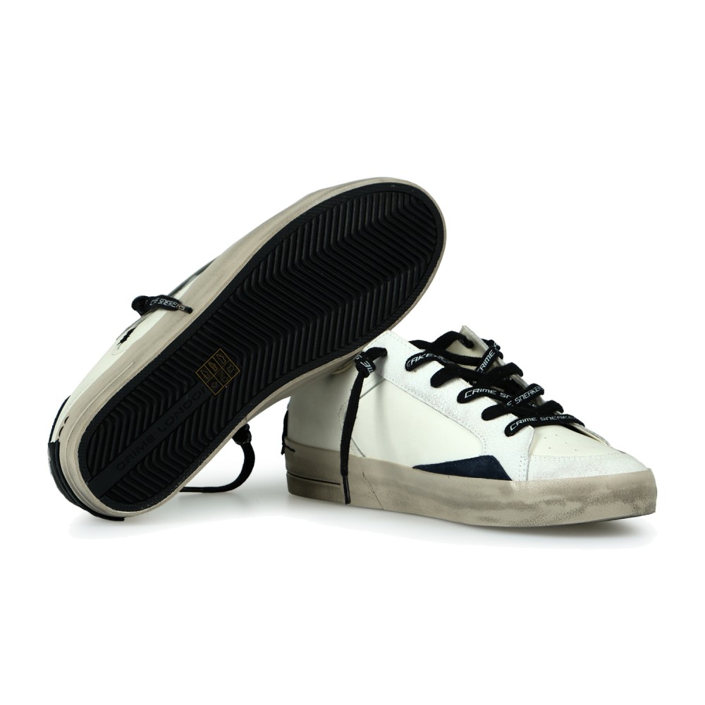 Crime London - Sneakers Skate bianca in pelle con dettagli in suede per uomo |
