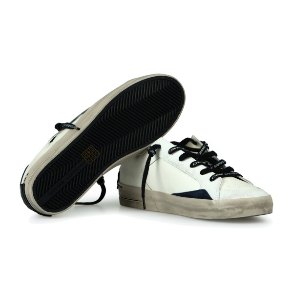 Crime London - Sneakers Skate bianca in pelle con dettagli in suede per uomo |