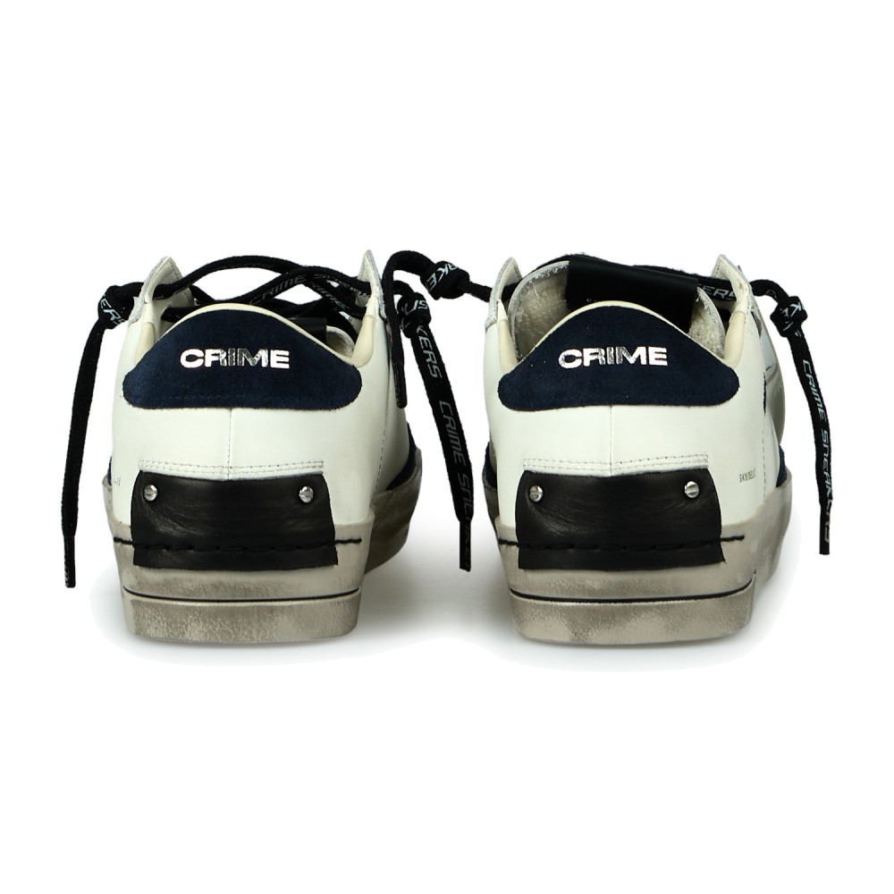 Crime London - Sneakers Skate bianca in pelle con dettagli in suede per uomo |