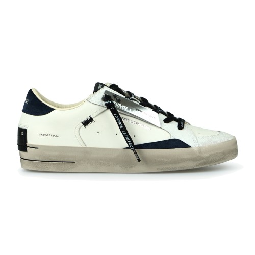 Crime London - Sneakers Skate bianca in pelle con dettagli in suede per uomo |