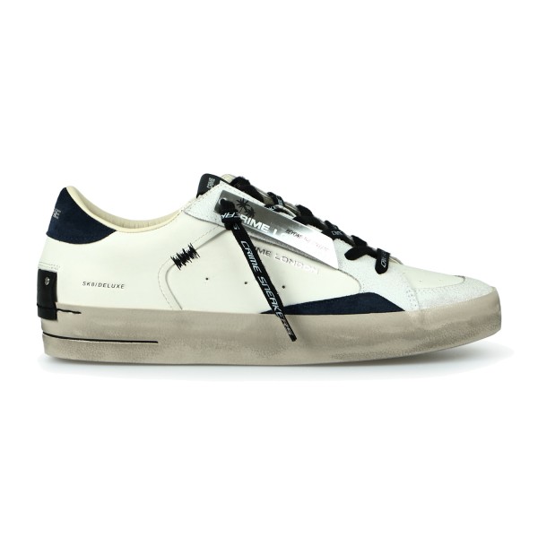 Crime London - Sneakers Skate bianca in pelle con dettagli in suede per uomo |