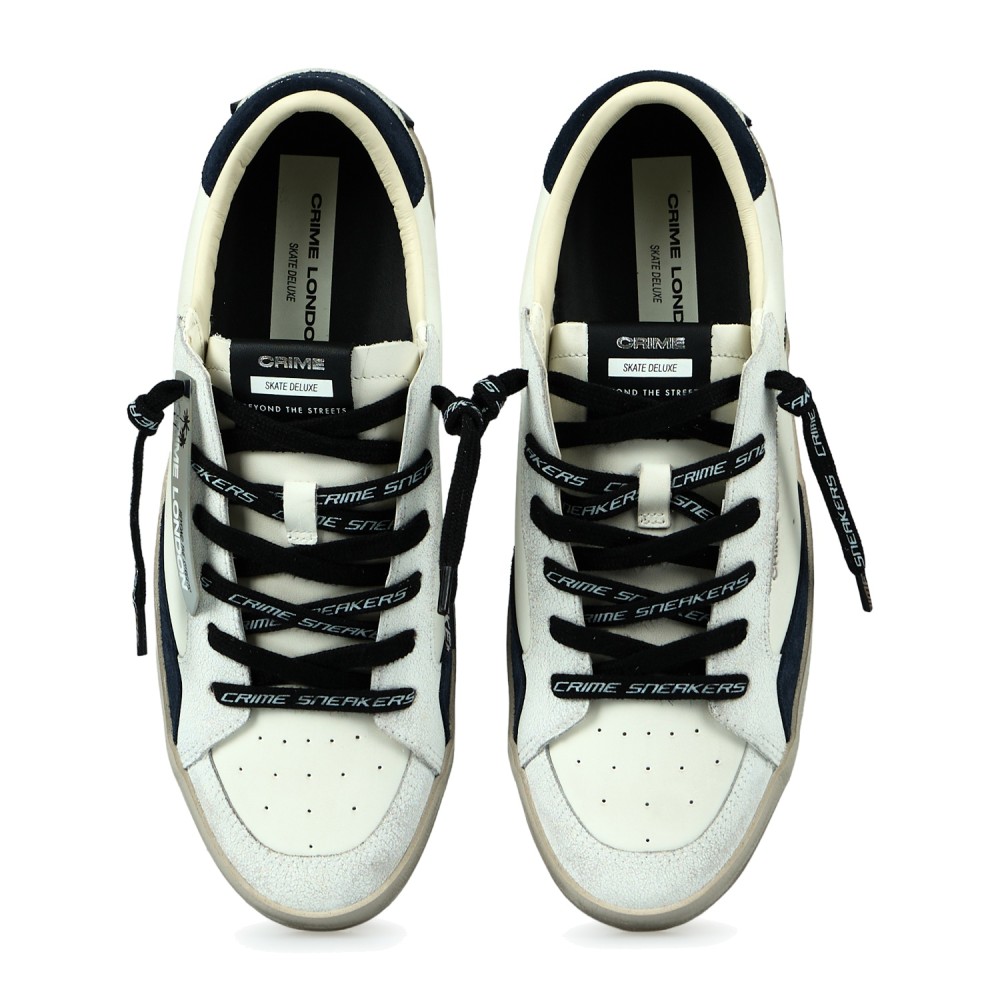 Crime London - Sneakers Skate bianca in pelle con dettagli in suede per uomo |