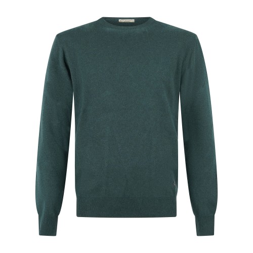 Roy Roger's - Maglione girocollo verde in lana e cashmere per uomo |