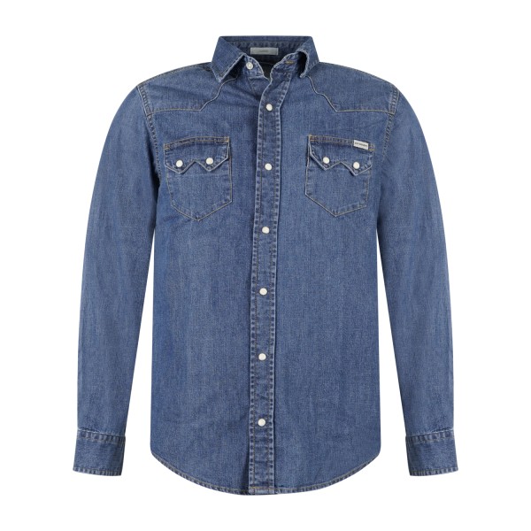 Roy Roger's - Camicia Bruce in jeans denim medio manica lunga con tasche sul
