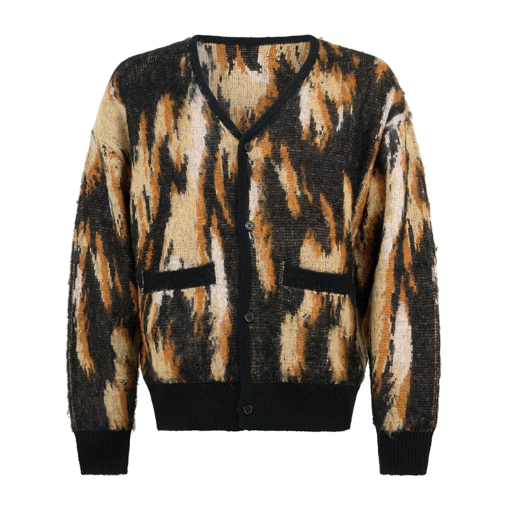 Woodbird - Cardigan multicolor in misto lana fantasia camouflage relaxed fit
