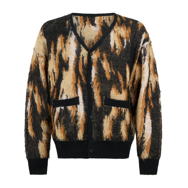 Woodbird - Cardigan multicolor in misto lana fantasia camouflage relaxed fit