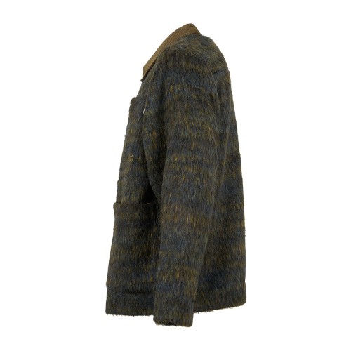 Woodbird - Giubbotto verde in misto lana a fantasia hairy relaxed fit per uomo 2