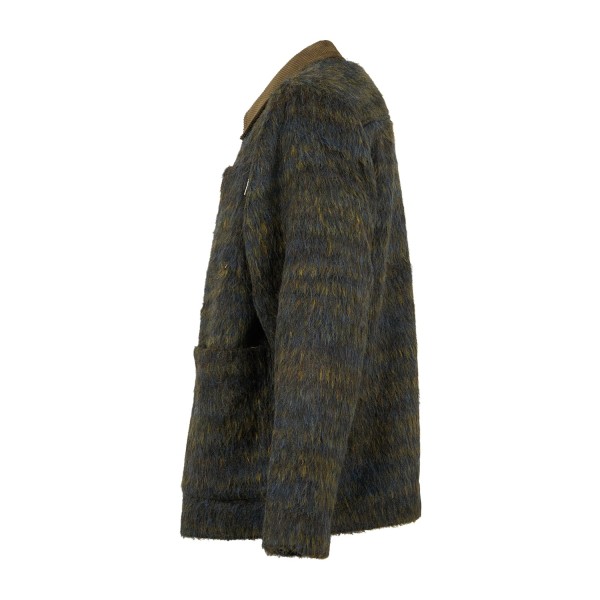 Woodbird - Giubbotto verde in misto lana a fantasia hairy relaxed fit per uomo