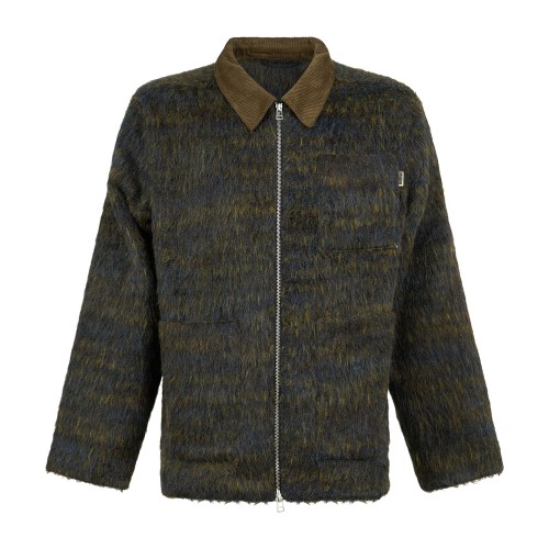 Woodbird - Giubbotto verde in misto lana a fantasia hairy relaxed fit per uomo