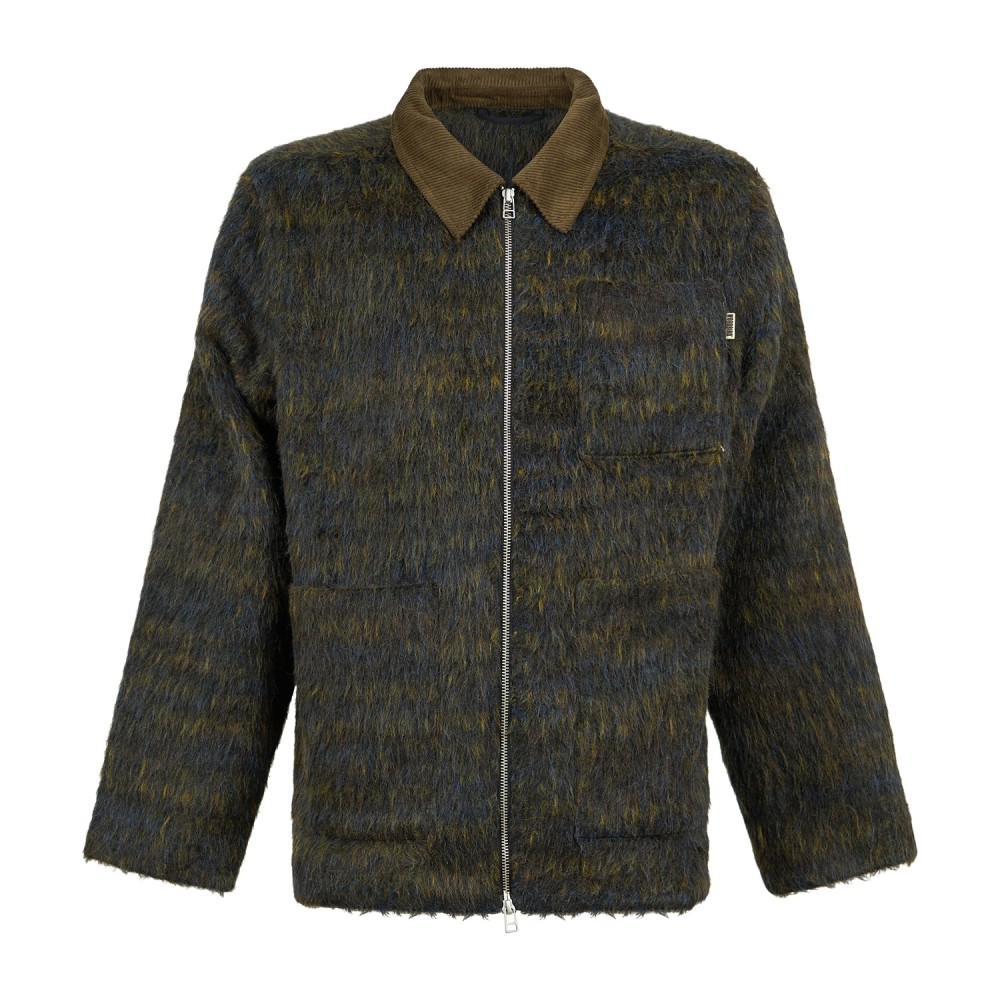 Woodbird - Giubbotto verde in misto lana a fantasia hairy relaxed fit per uomo