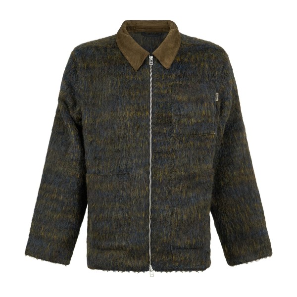 Woodbird - Giubbotto verde in misto lana a fantasia hairy relaxed fit per uomo