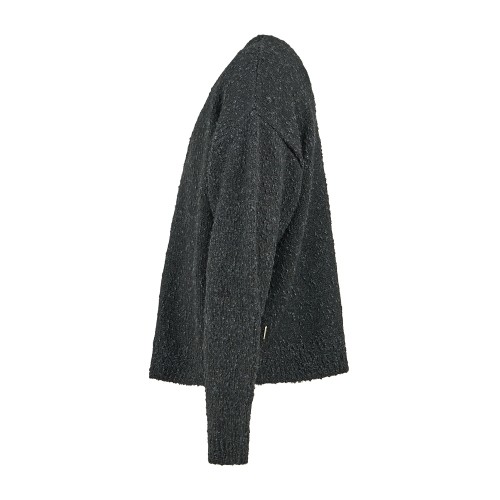 Woodbird - Cardigan nero in mistolana con lavorazione bouclé relaxed fit per 2