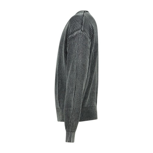 Woodbird - Maglione girocollo nero in cotone con lavorazione washed in maglia 2