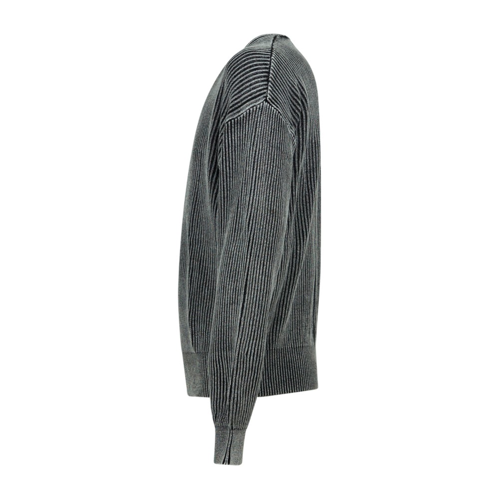 Woodbird - Maglione girocollo nero in cotone con lavorazione washed in maglia