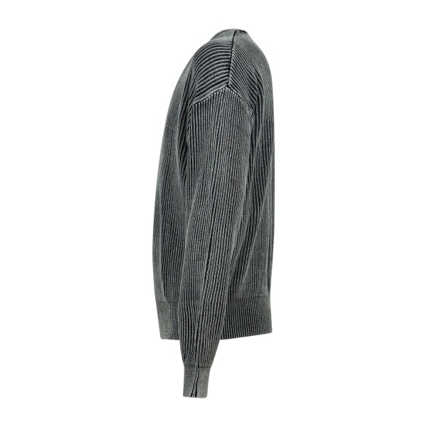 Woodbird - Maglione girocollo nero in cotone con lavorazione washed in maglia