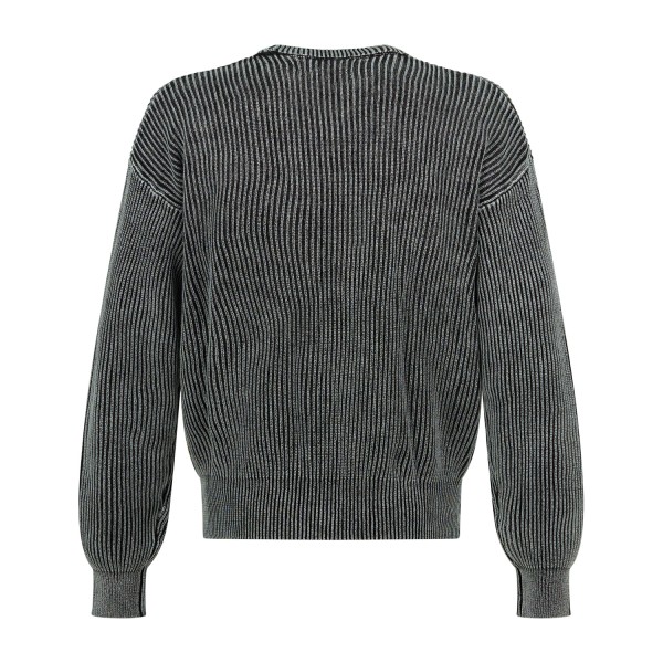 Woodbird - Maglione girocollo nero in cotone con lavorazione washed in maglia