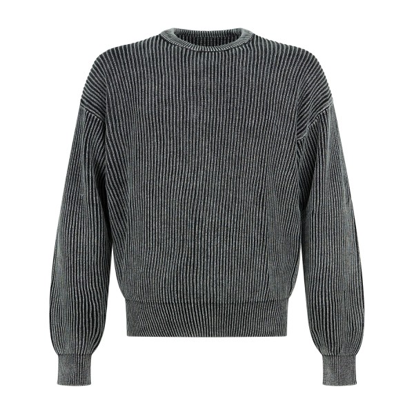 Woodbird - Maglione girocollo nero in cotone con lavorazione washed in maglia