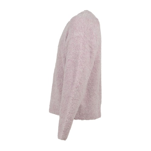 Woodbird - Maglione girocollo rosa in mistolana con lavorazione bouclé relaxed 2