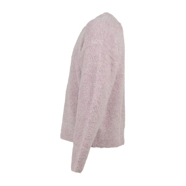 Woodbird - Maglione girocollo rosa in mistolana con lavorazione bouclé relaxed