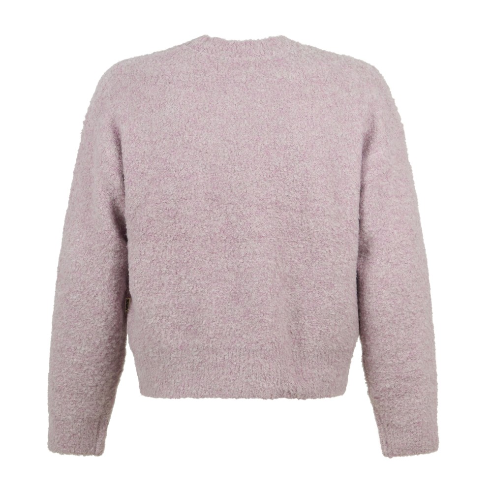 Woodbird - Maglione girocollo rosa in mistolana con lavorazione bouclé relaxed