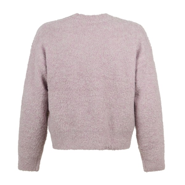 Woodbird - Maglione girocollo rosa in mistolana con lavorazione bouclé relaxed