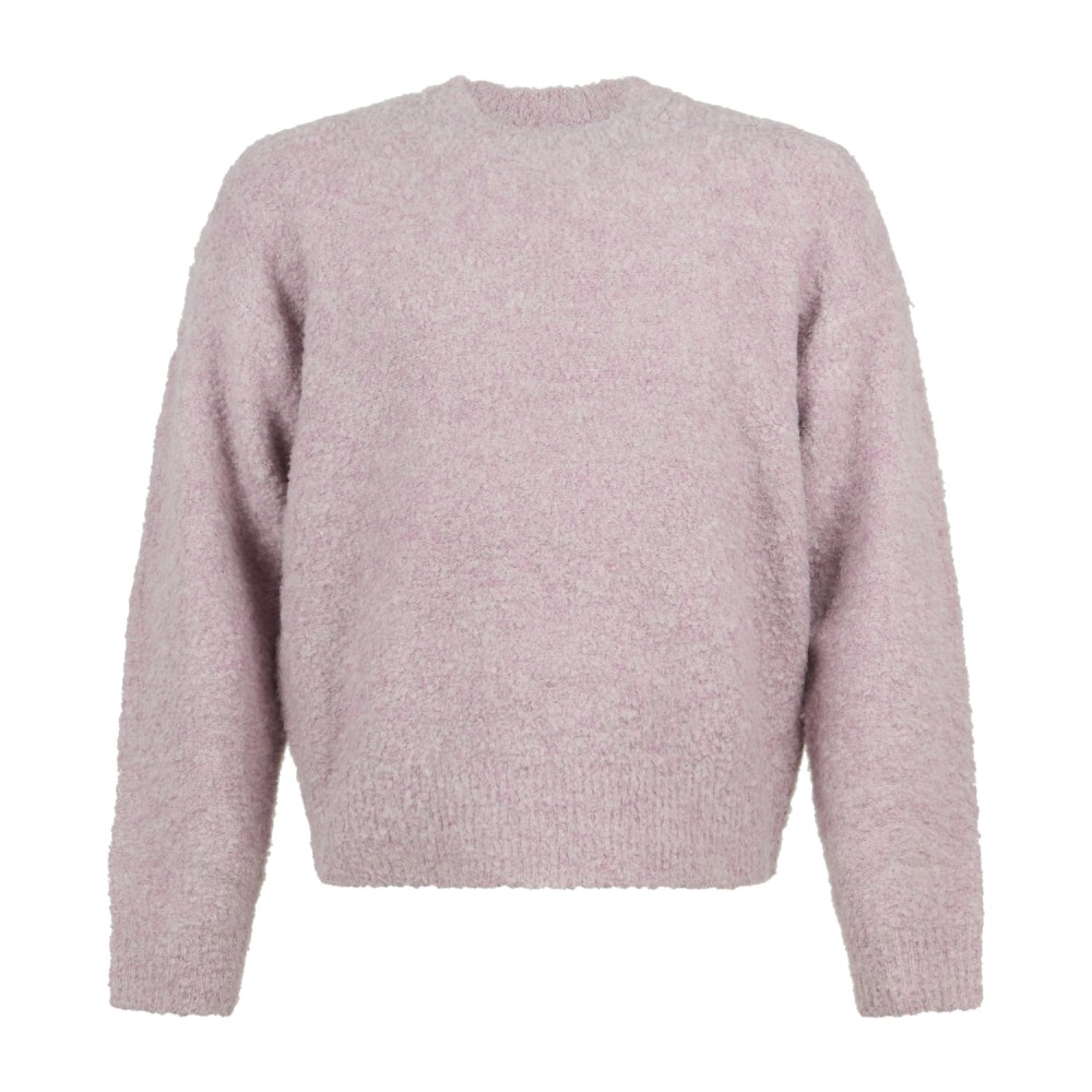 Woodbird - Maglione girocollo rosa in mistolana con lavorazione bouclé relaxed