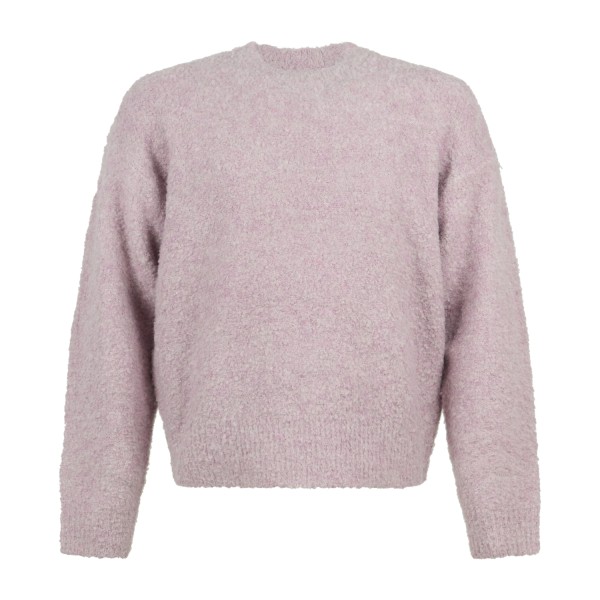 Woodbird - Maglione girocollo rosa in mistolana con lavorazione bouclé relaxed