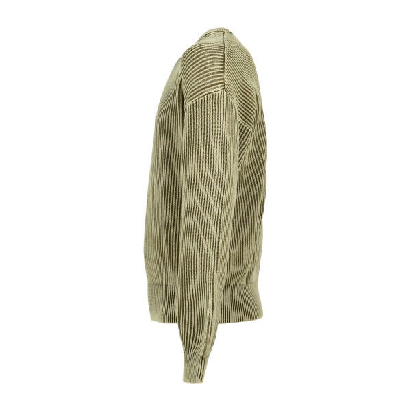 Woodbird - Maglione girocollo verde in cotone con lavorazione washed in maglia