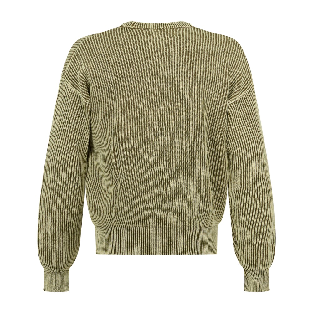 Woodbird - Maglione girocollo verde in cotone con lavorazione washed in maglia
