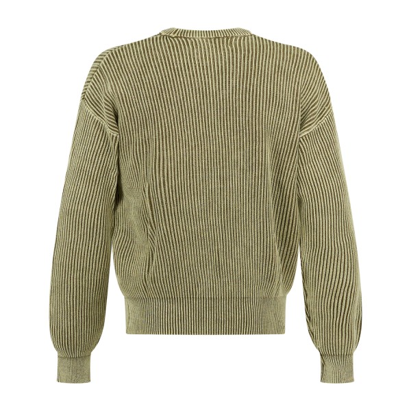 Woodbird - Maglione girocollo verde in cotone con lavorazione washed in maglia